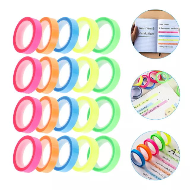 20 Rolls Highlighter Tapes Note Tabs Book Annotation Removable