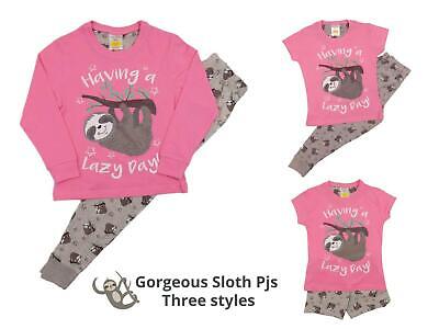 Girls Pyjamas Cute Sloth Loungewear Short and Long  5-6 Years to 13 Years