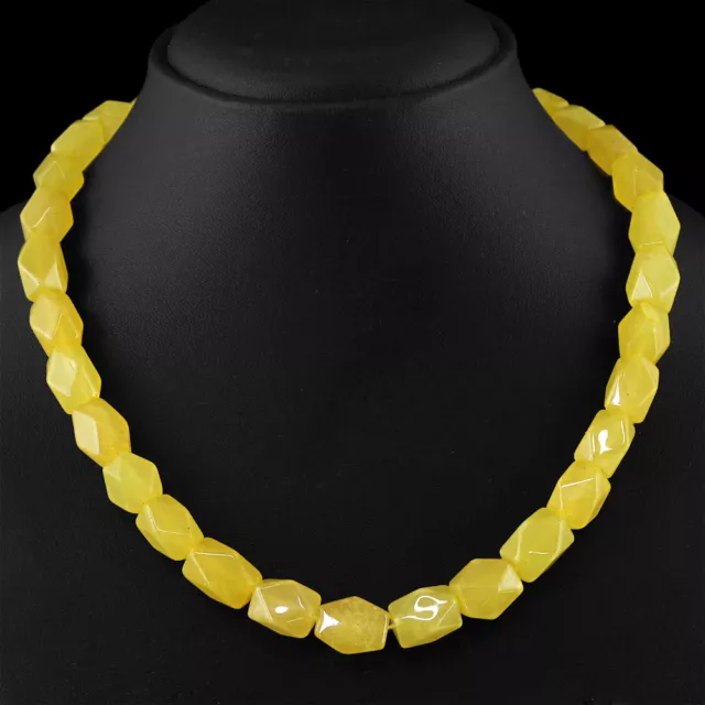 362.00 Cts Natural Single Strand Rich Yellow Aventurine Faceted Beads Necklace