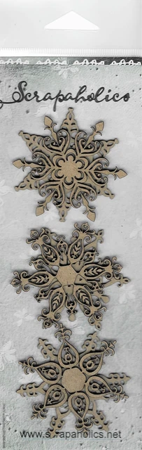 Chipboard de corte láser Scrapaholics escamas elegantes de 2 mm de espesor, paquete de 6/paquete, paquete de 2", 3