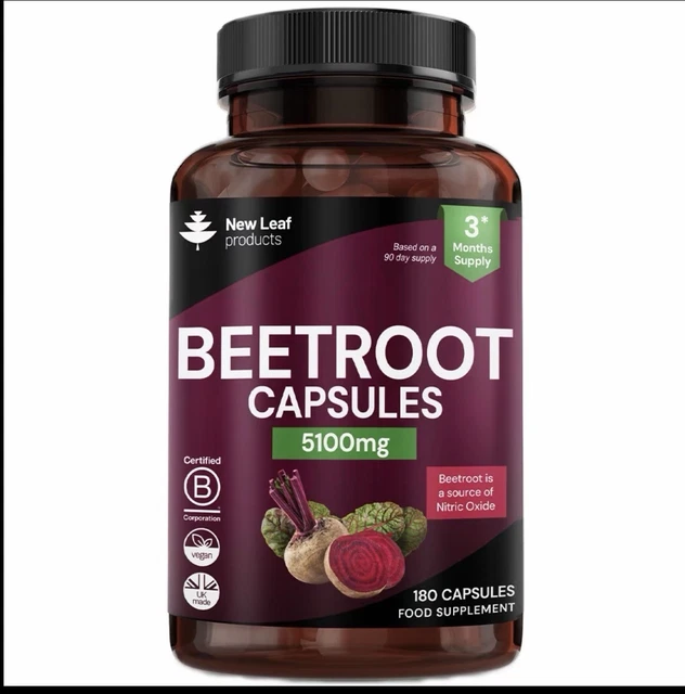 BEETROOT CAPSULES 5100MG High Strength | 180 Vegan Pills + Black Pepper ...