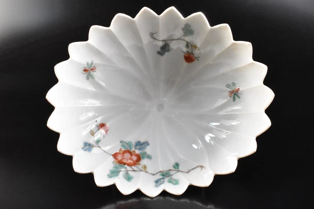 JAPANESE KUTANI-WARE BUTTERFLY Flower Small ORNAMENTAL PLATE