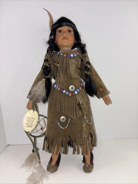 Poupée Vintage 1950 En Celluloïd Carlson Indian D'Amérique Hauteur 27.5 Cm - Bon état
