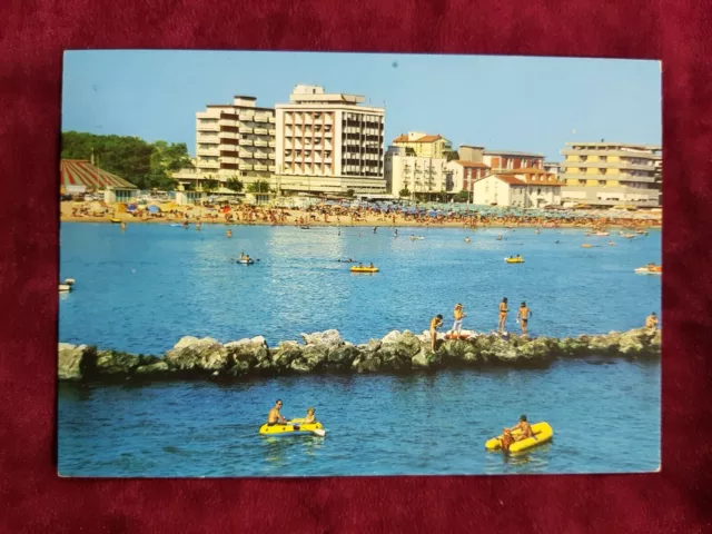 Dc28 Cartolina Postcard Italy Gatteo Mare Spiaggia E Alberghi Emilia Romagna