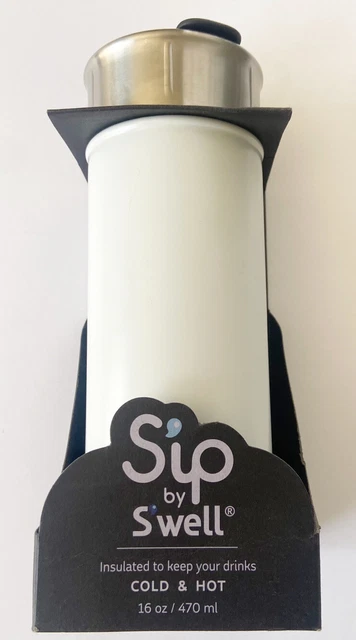 NEW S’ip By S’well 16 Oz Vacuum Insulated Stainless Steel White Travel Mug.