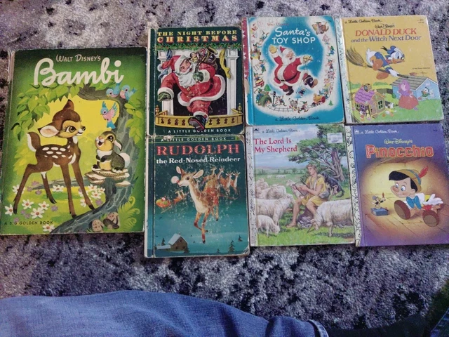 Golden books 7 lot vintage Disney  Christmas kids Bambi , Rudolph, Santa, Lord