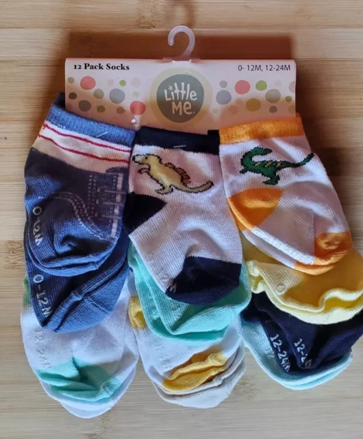 Little Me 12-Pack Newborn Baby Infant Socks, 0-12M / 12-24M, NEW