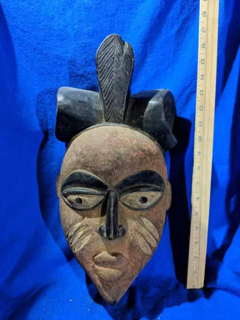 Decorative African Face Mask with Warm Colors — Authentic Carved African Art