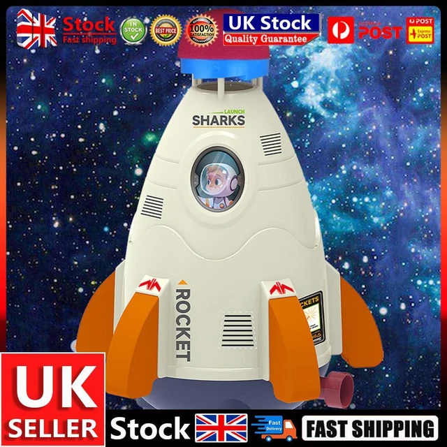 Space Rocket Sprinklers Rotating Water Powered Launcher Summer Fun Toys (White)