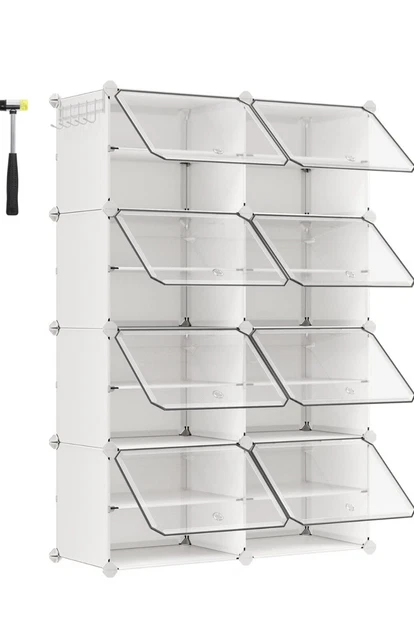 Interlocking Plastic Rack SONGMICS INTERLOCKING SHOE Rack, Plastic Shoe Storage Cabinet, 8-Slot ...