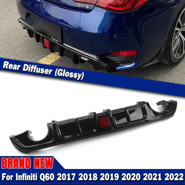 1 set diffusore paraurti posteriore nero lucido con luce freno LED per Infiniti Q60 2017-22