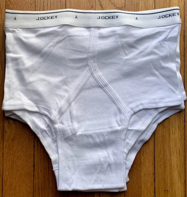 VINTAGE MEN'S JOCKEY Briefs 34 Inverted Y Front Fly White 3 Pairs NEW ...