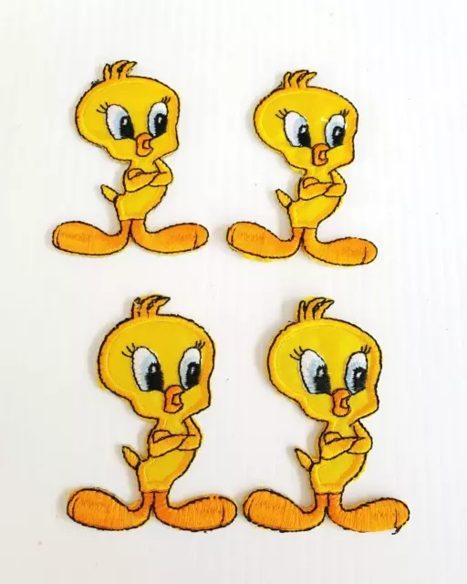 Bulk Lot of 4 x Tweety Bird Woven  Cloth Patch Badge Motif