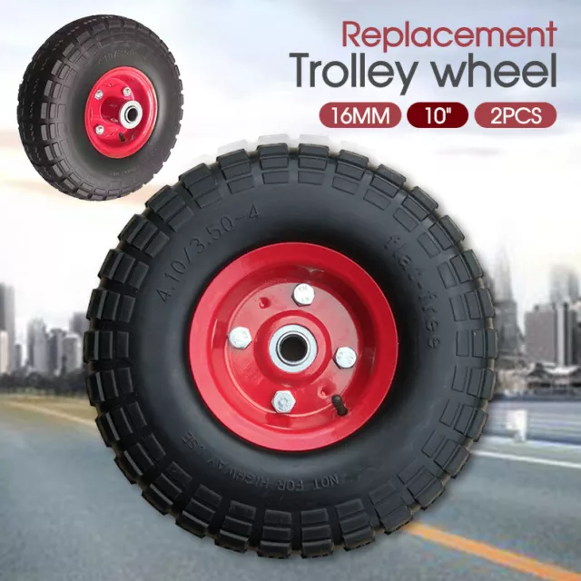 2 x 10" Hand Trolley Wheel  3.50-4 Pneumatic Tyre Heavy Duty  16mm