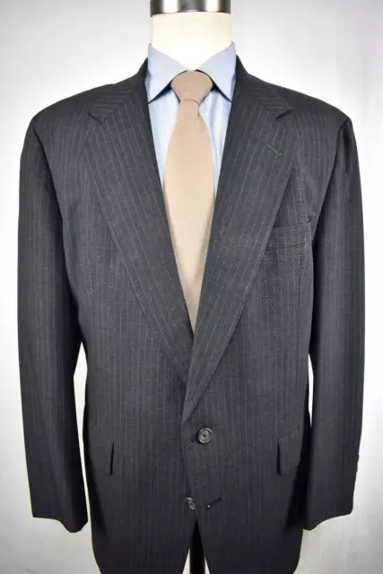 1976-1994 Hart Schaffner Marx Dark Gray Striped Wool Two Piece Suit Size: 44R