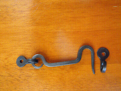 Blacksmith Artist Hand Made, wrought iron 3" hook and eye latch. 3