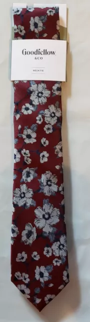 Men’s Goodfellow & CO Blue Maroon Gray Floral Necktie Tie NWT