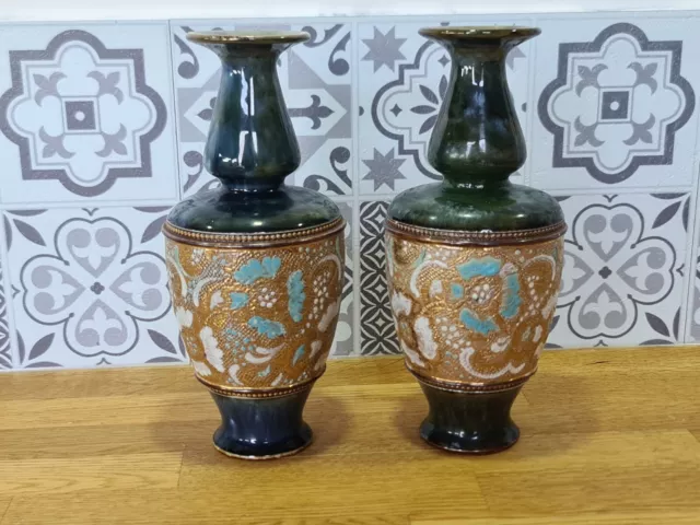 Pair of Royal Doulton Slaters Stoneware Vases 