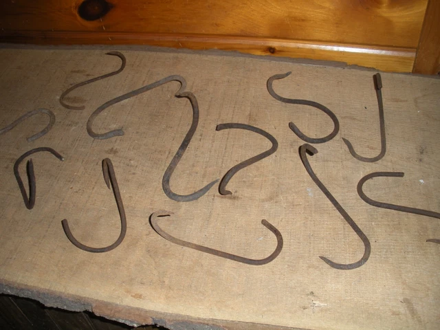Vintage Cast Iron MEAT HOOKS  / Old Butchering Tools