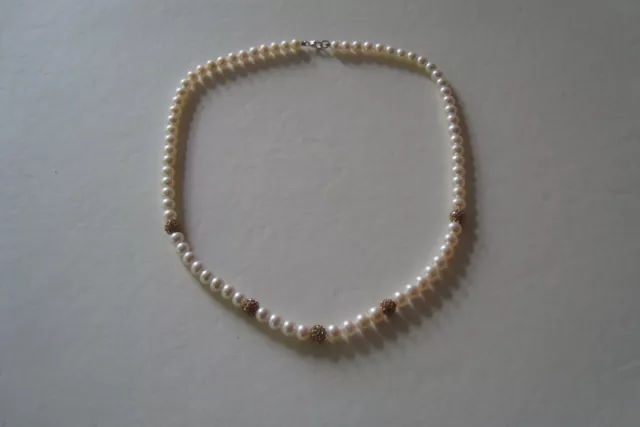 COLLANA di PERLE misura 6 mm Chiusura oro bianco IKI Pearls