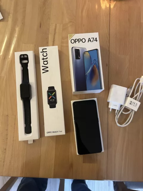 Handy Oppo A 74 5G Black Inklusive Oppo Watch Uhr 128 GB