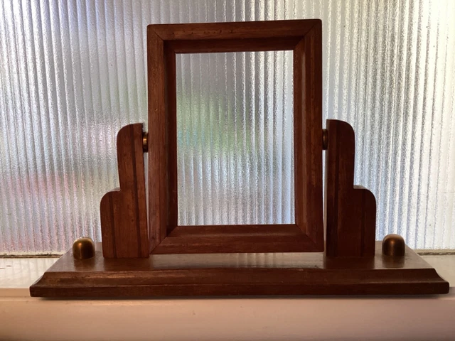 vintage art deco  wooden stand up handmade picture frame w/inlay