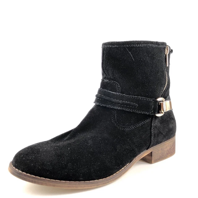Steve Madden Truthh Black Suede Ankle Boots Womens Size 8.5 M *