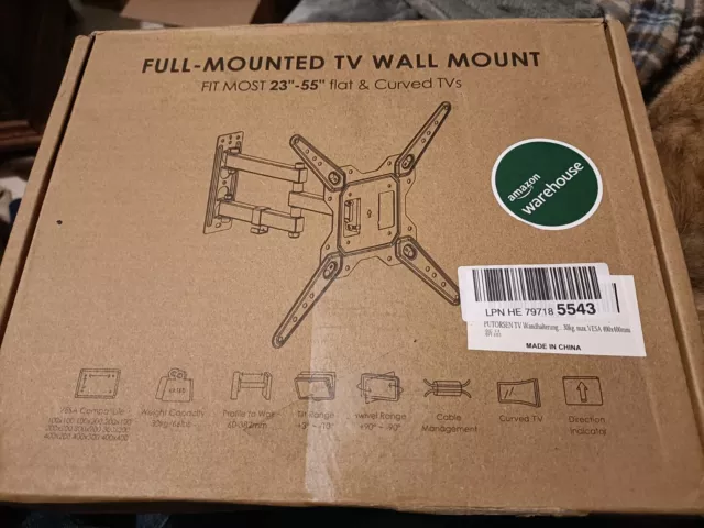 PERLESMITH MEDIUM FULL MOTION TV WALL MOUNT MODEL PSMFK12 up to 55 in.