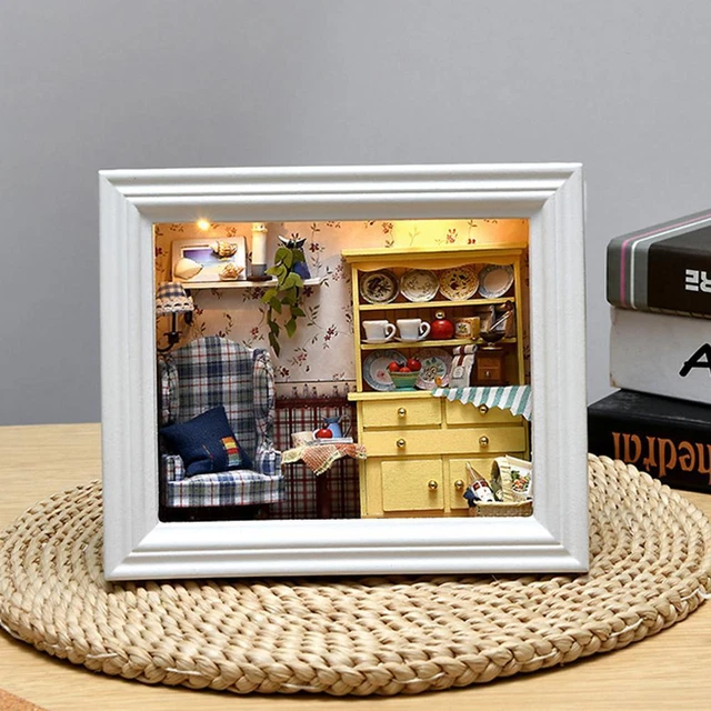 C DIY FURNITURE Photo Frame Wooden Mini Model Room Toy Creative Home