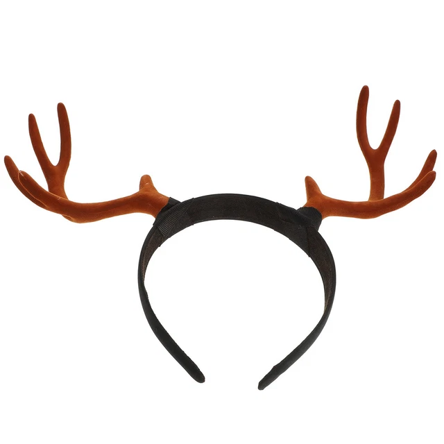 Gran diadema de astas tela regalo de Navidad astas de ciervo disfraz marrón