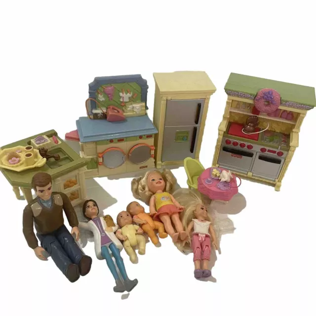 Fisher Price Loving Family - 6 Dolls - Furniture & Interactive Kitchen, Etc