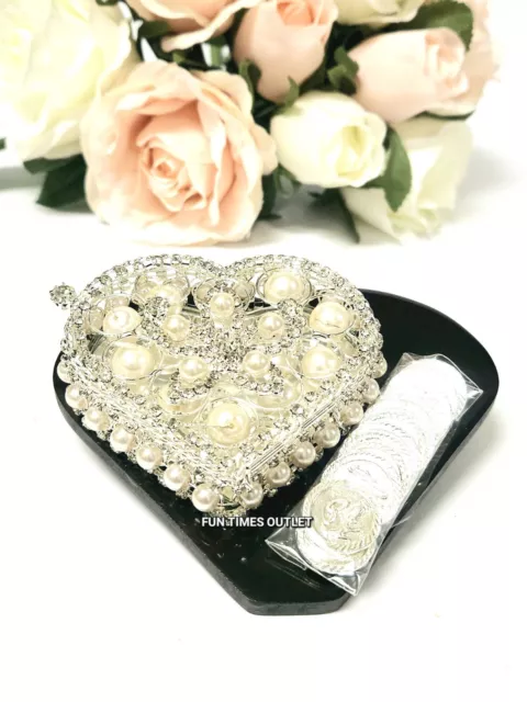 Wedding Heart Silver Arras Elegant Set 13 Unity Coins Bridal Arras De Boda Plata