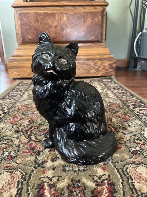 Antique Cast Iron Black Persian Cat Door Stop 1920’s - 1930’s
