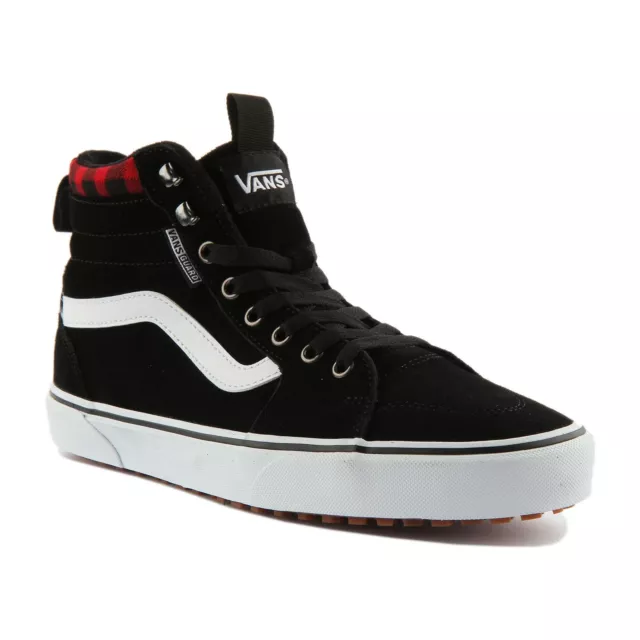 Vans Filmore Hi Mens Lace Up High Top Suede Trainers In Black Red Size UK 6 - 12