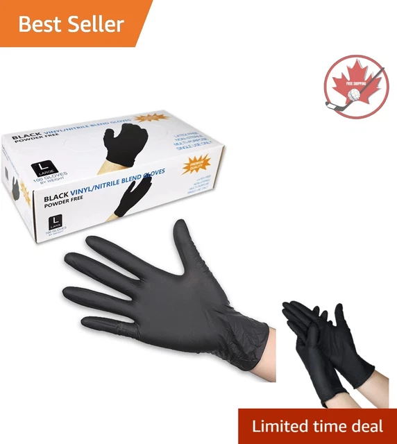 Premium Black Nitrile Gloves - Powder-Free - 100 Pcs Multipurpose Large Size