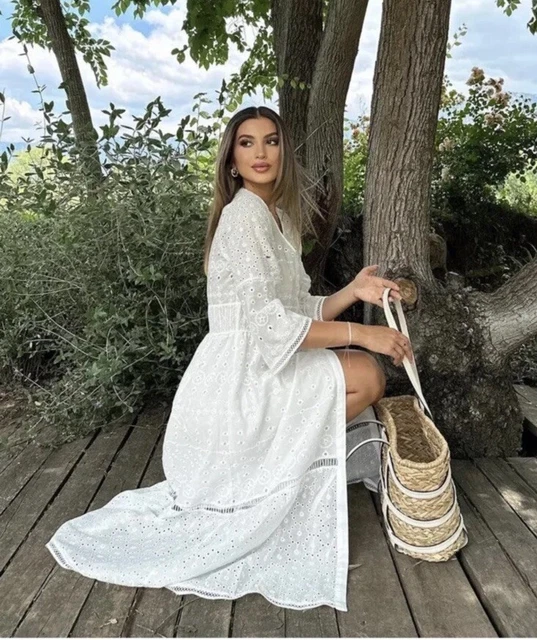 Embroidered midi dress zara discount