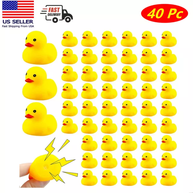 40 Pack Mini Rubber Ducky Float Duck Baby Bath Toy, Shower Bath Birthday Party