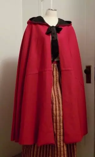 New Red Men's Cape Late 18th to Early 19th Century Wool Cloak gothic style cape