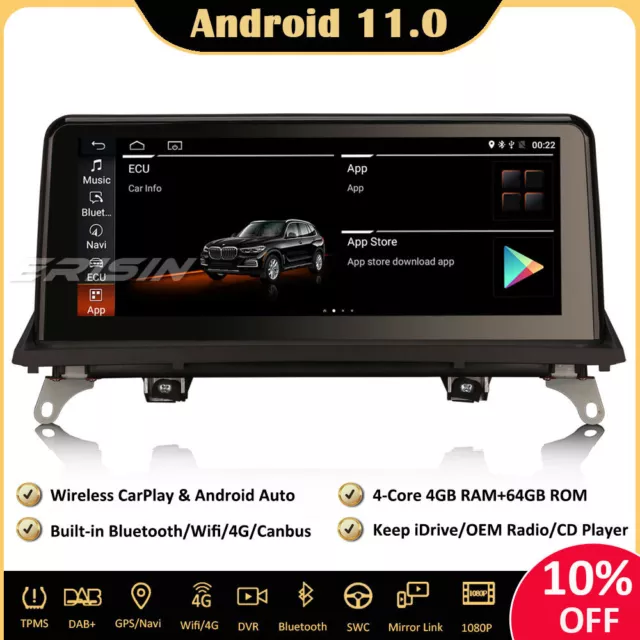 10.25” IPS Android 11.0 Autoradio GPS CarPlay DAB+Wifi for BMW X5 E70 X6 E71 CIC