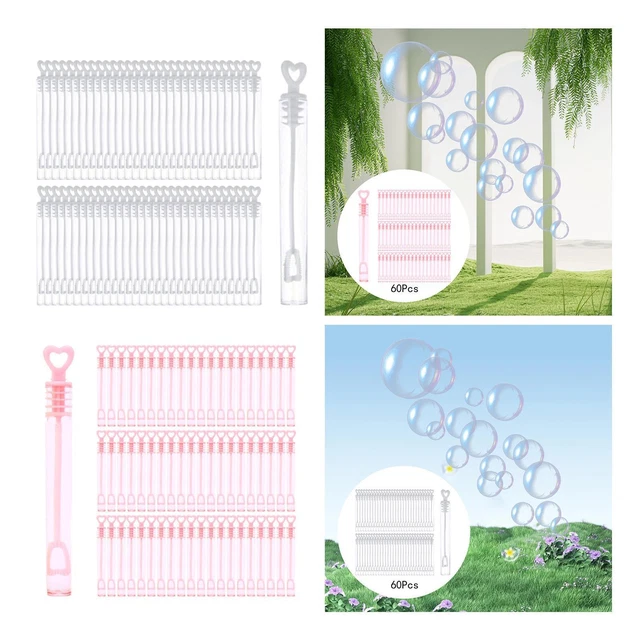 60x Bubble Wands Tubes Easy Grasp Games Bubble Blowing Bottles Christmas Gift