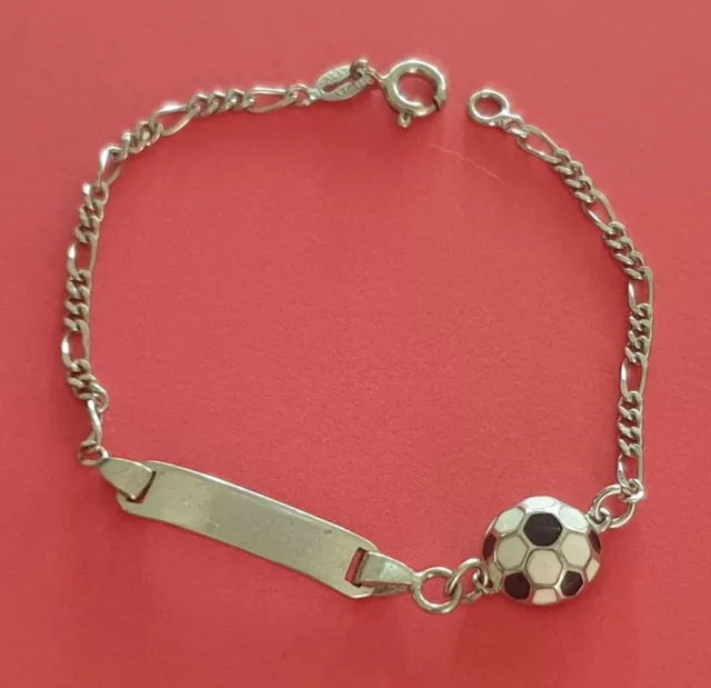 Wunderschönes Zartes Armband mit Emaille "Fußball" aus 925er Silber ca. 16cm