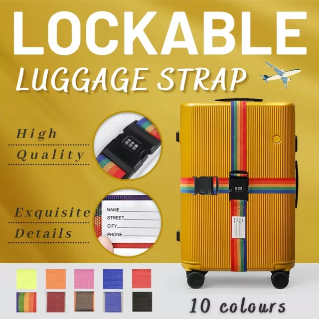 Luggage Strap Code Password Travel Suitcase Secure Lock Safe Nylon Packing Belt