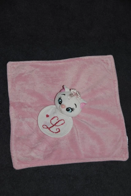 Doudou Plat Chat Marie Aristochats  DMC Velours Bavoir  Déjà Broder Blanc TTBE