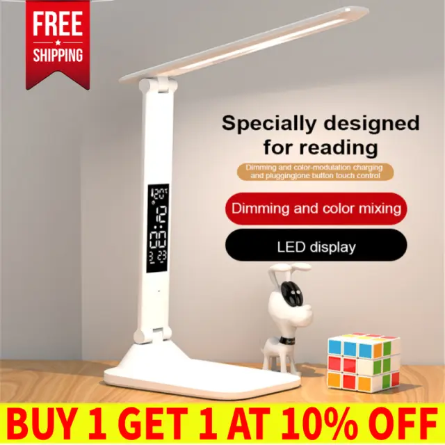 LED Reading Desk Lamp Single/Double-Head Foldable Table Night Light Dimmable USB