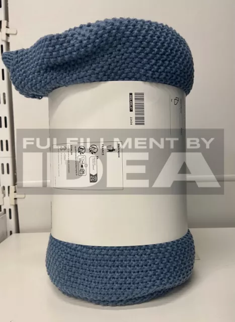 Brand New IKEA HUMLEMOTT 51x67 " Blue Gray Throw 805.495.47