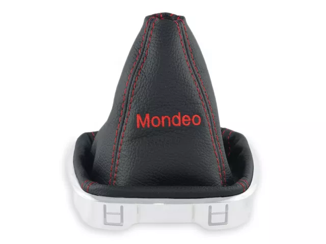 Gear Stick Gaiter For Ford Mondeo Mk4 2007-2014 Black Leather Embroidery Red