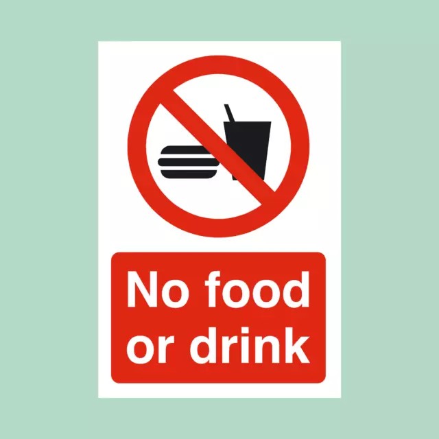 No Food or Drink Plastic Sign/Sticker - All Sizes (MISC92)