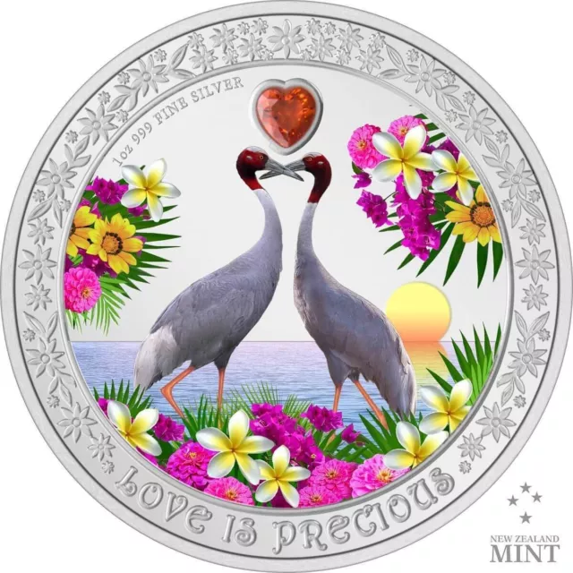 2024 Niue - $2 Fine Silver Coin – Love is Precious Sarus Cranes 1 Oz Silver