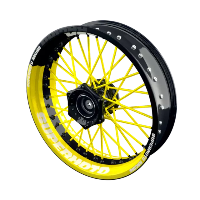 Autocollant de Jante Moto Wheelsticker (Autocollant Roue) Coureur Café V1, Jaune