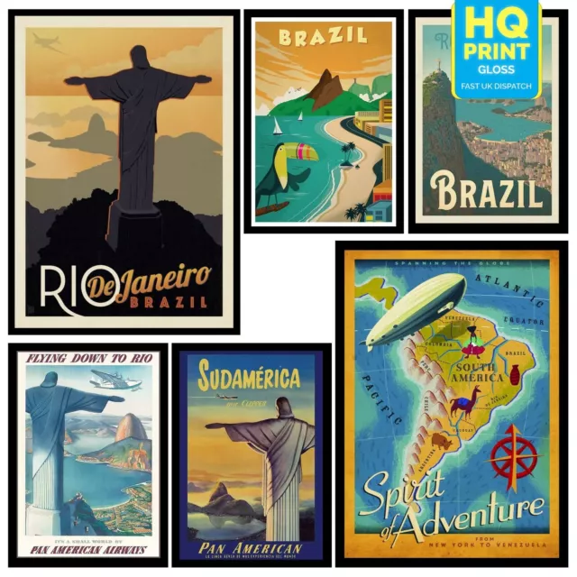Vintage Travel Posters BRAZIL RIO Wall Art A5 A4 Retro Holiday Poster Print